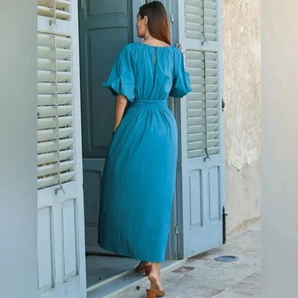 Peruvian Connection *In Black* Savannah Puff Sleeve Midi Dress Small - Picture 2 of 10